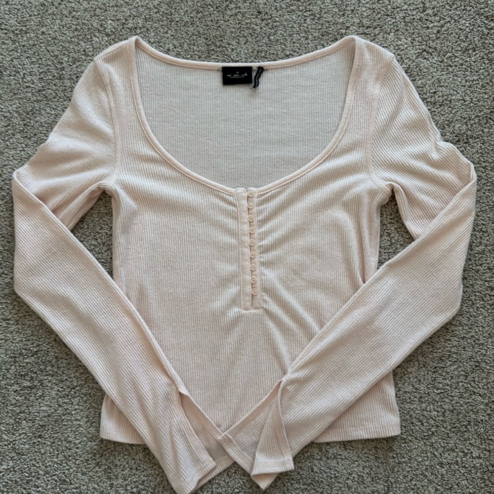 Urban Outfitters Pink Ribbed Long Sleeve Small